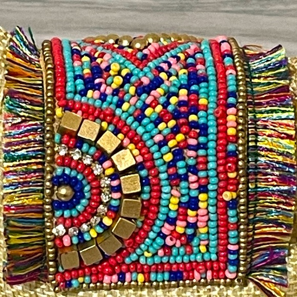 LAST ONE!! NEW Caroline Multicolor Beaded Heart Cuff Bracelet Valentine’s Day - Picture 3 of 5